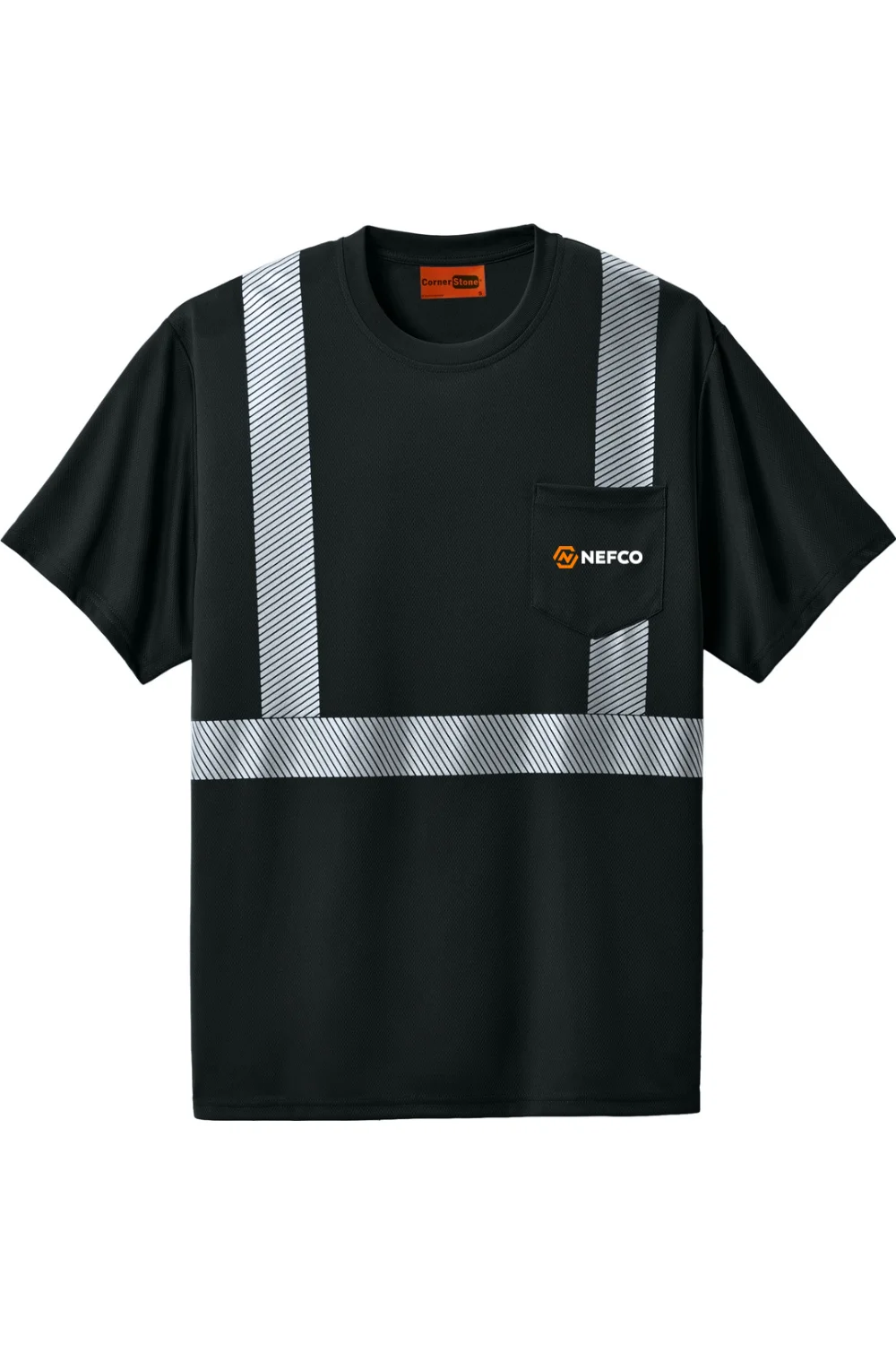 Alternative view of CornerStone Enhanced Visibility Segmented Tape Tee